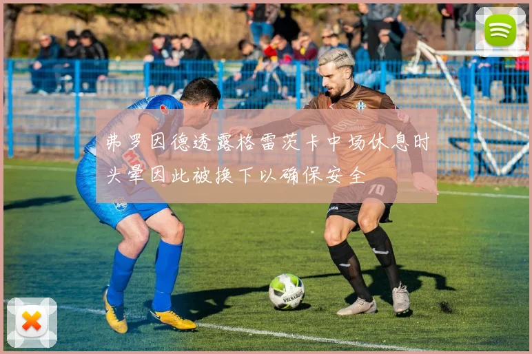 弗罗因德透露格雷茨卡中场休息时头晕因此被换下以确保安全